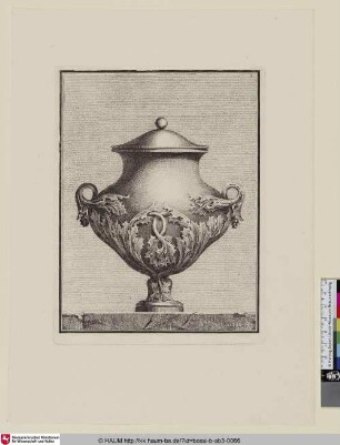 [Bauchige Vase mit schlichtem Deckel und rankendem Akanthus]