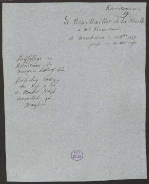 Nachlass von Roccatani, Georg Stanislaus von (gest. 1790) – BSB Roccataniana. 2, Maillot de la Treille, Nikolaus