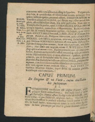 Caput Primum. De Origine & vi Vocis, cuius tractatio hic suscipitur.