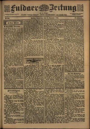 Erste Ausgabe vom Donnerstag, den 13. November 1902.