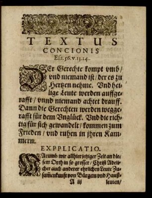 Textus Concionis Esa. 56. v. 13. 14.
