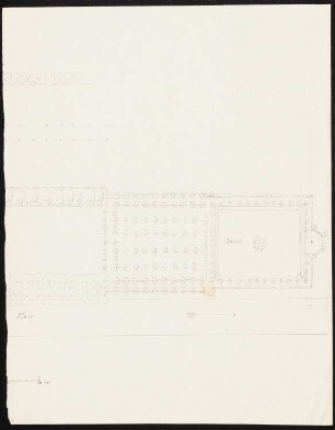 Gartenanlage am Dosse-Fluss: Grundriss, Maßstabsleiste, mit Blatt 44565,01 zusammengehörig