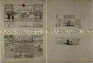 Albumblatt mit 4 Faltbriefen aus einem Werk zum 200. Jahrestag der Augsburger Konfession (Vorder-und Rückseite bedruckt)