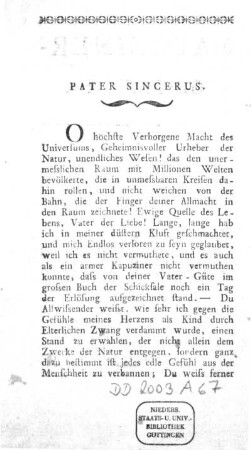 Pater Sincerus.