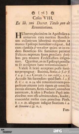 Casus VIII. Ex lib. 1mi Decret. Titulo 9no de Renuntiatione.