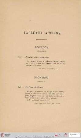Tableaux Anciens (Nr. 612 - 640)