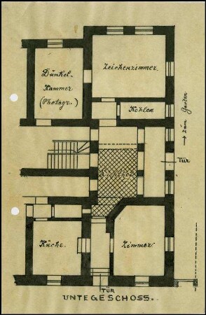 Handzeichnung Grundriss Anbau (Untergeschoss)