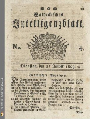 No. 4. Dienstag den 25 Januar 1803