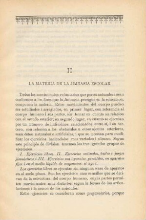 II. La materia de la jimnasia escolar