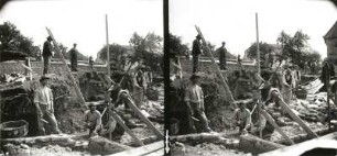 Seifhennersdorf. Zollstraßenbrücke über die Mandau am Kretscham. Arbeiten am Fundament