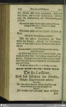 Die 80. Lection, Von den Pflichten der Knechte, Mägde, Tagelöhner und anderer Arbeiter