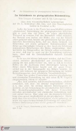 Zur Kolloidchemie der photographischen Bildentwicklung