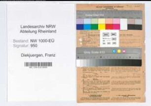 Entnazifizierung Franz Diekjuergen, geb. 06.03.1905 (Verwaltungsangestellter)
