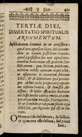 421-451, Tertiae Diei. Dissertatio Spiritualis.