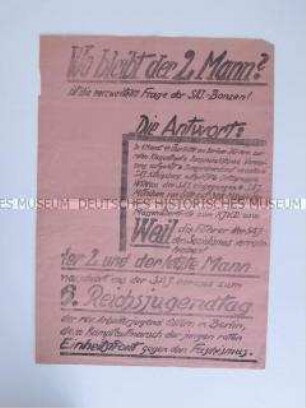 Hektografierter Maueranschlag zm Übertritt zahlreicher SAJ-Mitglieder in den KJVD