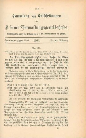 Zweiundzwanzigster Band. 1901. Neunte Lieferung. - Nr. 29. - Nr. 33.
