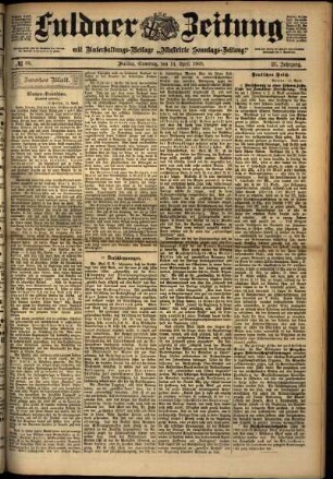Zweite Ausgabe vom Samstag, den 14. April 1900.