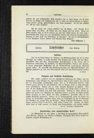Persönlicher oder unpersönlicher Gott?