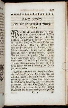 Achtes Capitel. Von der brittannischen Grundverfassung.