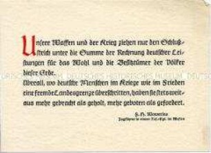 Postkarte mit militärischem Text