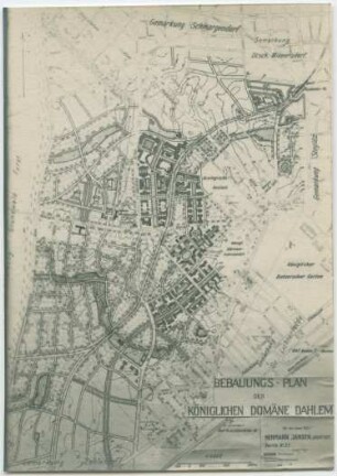 Bebauungsplan der Königlichen Domäne Dahlem, Berlin-Zehlendorf: Grund- und Lageplan, Maßstab 1:4000