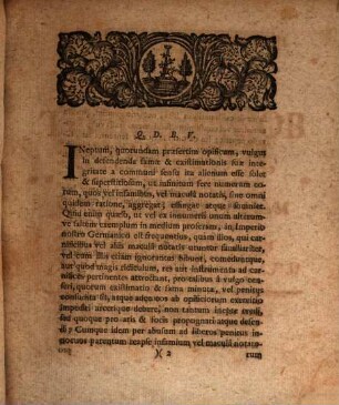 Pervetustae academiae Erffurth recotr iam facultatis iuridicae decanus, Tobias Jacob Reinharth ... ad audiendam lectionem cursoriam ... et dissertationem inauguralem ad diem XXIIX febrarii MDCCXXXV lectorem benevolum humanissime invitat : [praefatus de infamia]