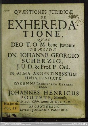 Quaestiones Iuridicae De Exheredatione