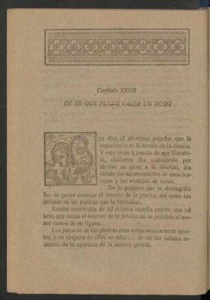 Capítulo XXVII - De lo que puede valer un duro