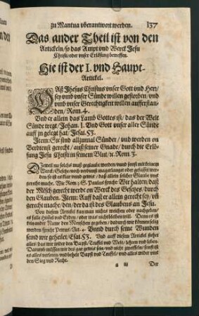 "[...] der I. und Hauptartickel"