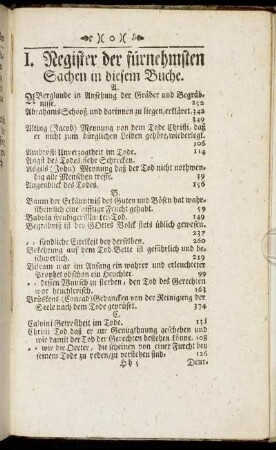 I. Register der fuernehmsten Sachen in diesem Buche