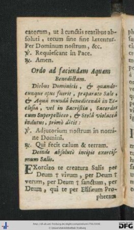Ordo ad faciendam Aquam Benedictam.