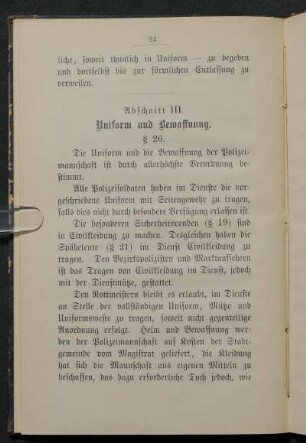 Abschnitt III. Uniform und Bewaffnung.