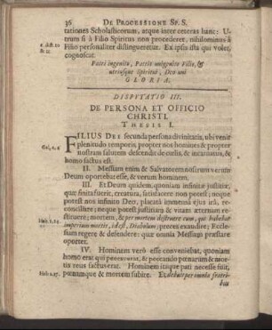 Disputatio III. De Persona Et Officio Christi.