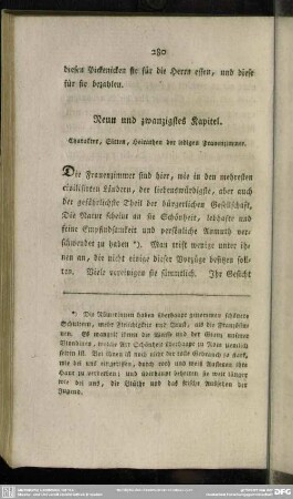 Neun und zwanzigstes Kapitel. Charakter, Sitten, Heirathen der ledigen Frauenzimmer