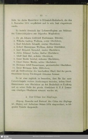 2. Cötus der Zöglinge