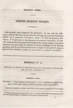 Seconde Série. Géométrie Descriptive Théorique.