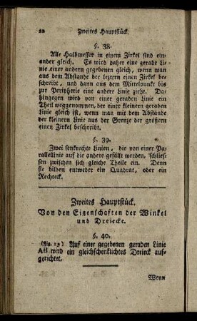 Zweites Hauptstück. Von den Eigenschaften der Winkel und Dreiecke.