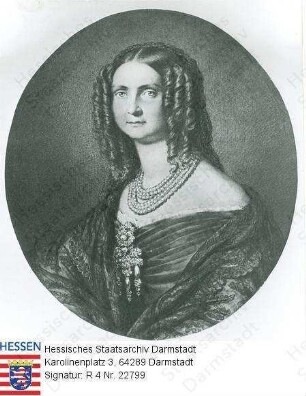 Mathilde Großherzogin v. Hessen und bei Rhein geb. Prinzessin v. Bayern (1813-1862) / Porträt in Oval, Brustbild