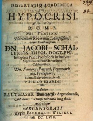 Diss. acad. de hypocrisi