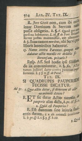 Tit. IX. Si Quadrupes Pauperiem Fecisse Dicatur