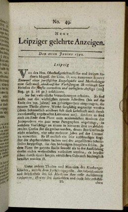 No. 49. Den 18ten Junius 1790.