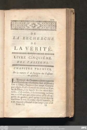 Livre Cinquiéme. Des Passions.