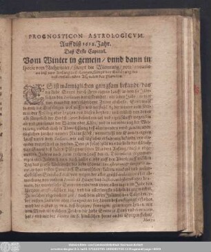 Prognosticon Astrologicum. Auff diß 1612. Jahr.