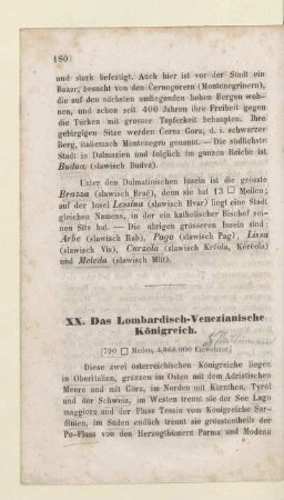 XX. Das Lombardisch-Venezianische Königreich