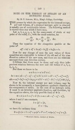 Note on the energy of strain of an isotropic solid.
