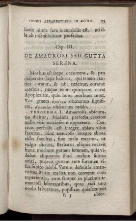 Cap. III. De Amaurosi Seu Gutta Serena.