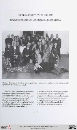 Kronika Instytutu za rok 2001