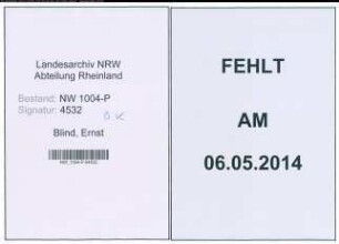 Entnazifizierung Ernst Blind , geb. 08.02.1887 (Studienrat)