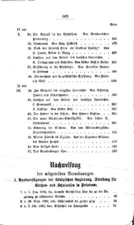 Nachweisung der mitgeteilten Verordnungen