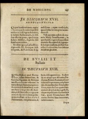 De Bullis et Bullatis Discursus XVIII.